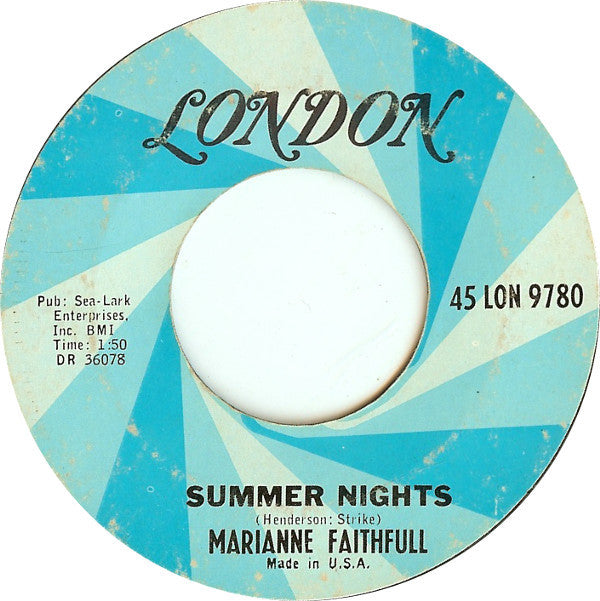 Marianne Faithfull : Summer Nights / The Sha La La Song (7", Single, Styrene, Ter)