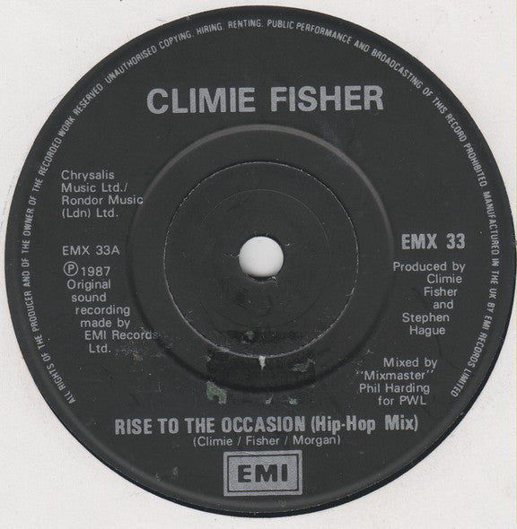 Climie Fisher : Rise To The Occasion (Hip Hop Mix) (7", Single)