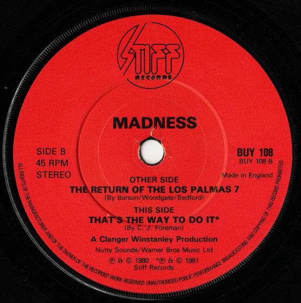 Madness : The Return Of The Los Palmas 7 (7", Single)