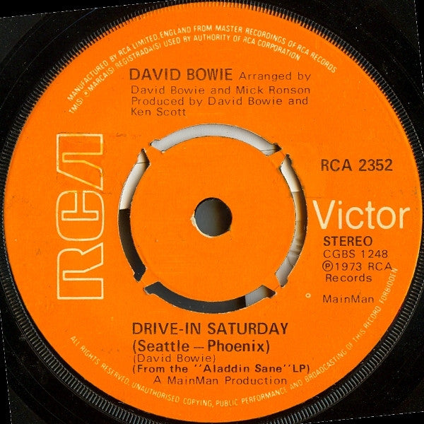 David Bowie : Drive-In Saturday (7", Single, Fou)