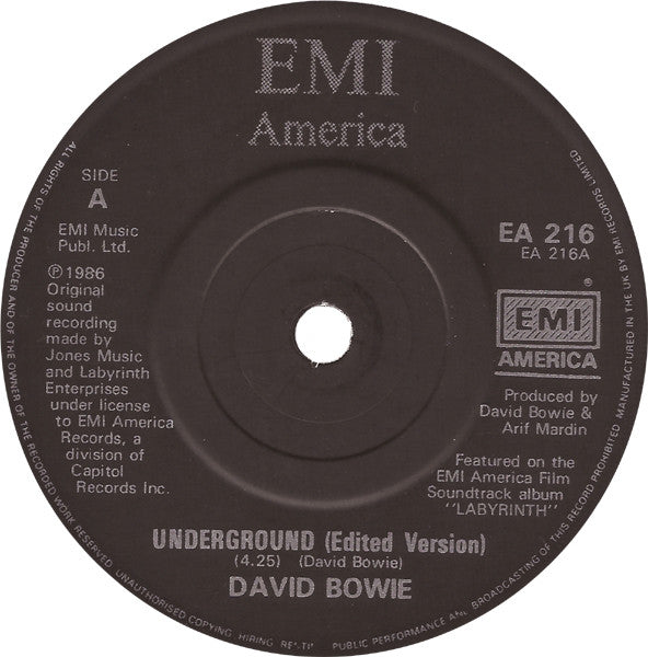 David Bowie : Underground (7", Single, M/Print)