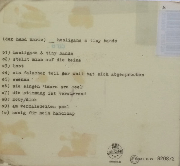 Der Hund Marie : Hooligans & Tiny Hands (CD, Album)