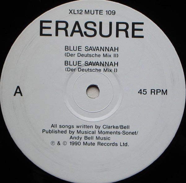 Erasure : Blue Savannah (12", S/Sided, Single, Ltd)