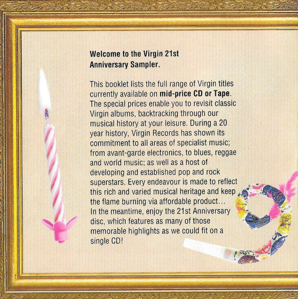 Various : Virgin's 21st Anniversary Sampler (18 Key Tracks, Highlights From 21 Years) (CD, Comp, Smplr)