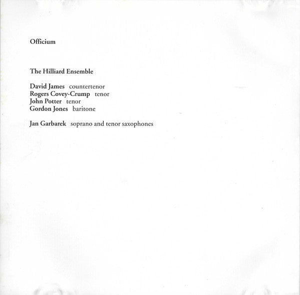 Jan Garbarek, The Hilliard Ensemble : Officium (CD, Album)
