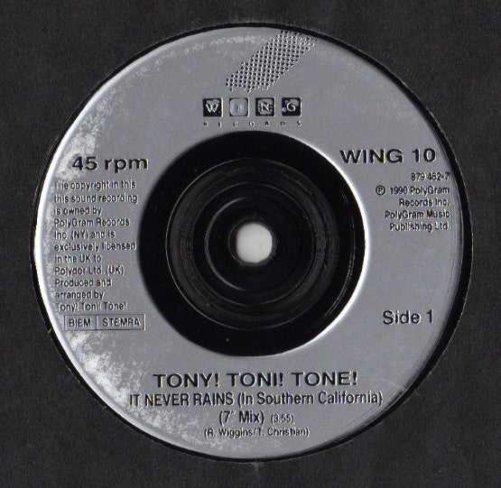 Tony! Toni! Toné! : It Never Rains (In Southern California) (7")