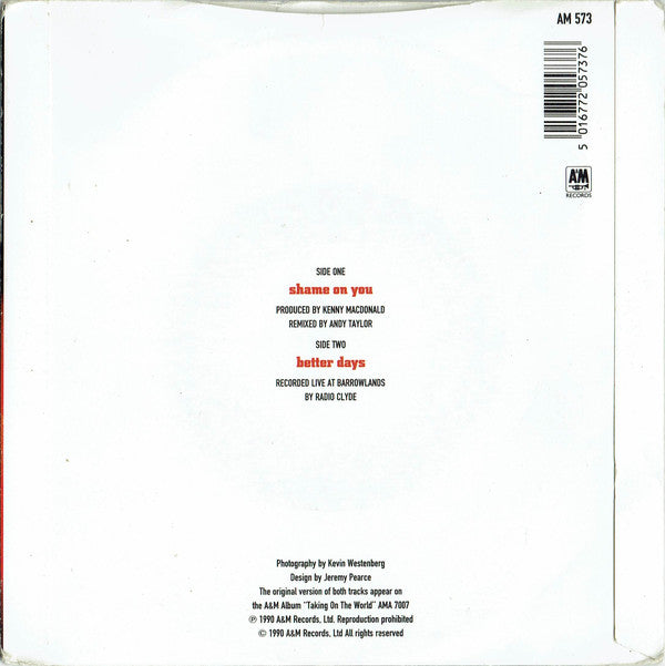 Gun (2) : Shame On You (7", Single)