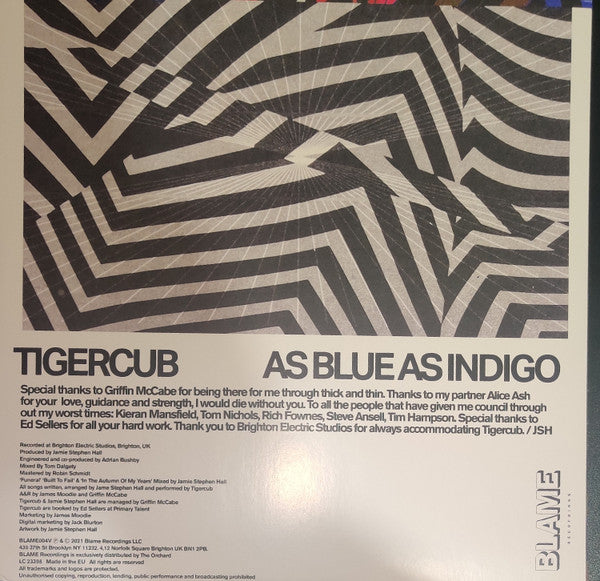 Tigercub : As Blue As Indigo (LP, Album, Whi)