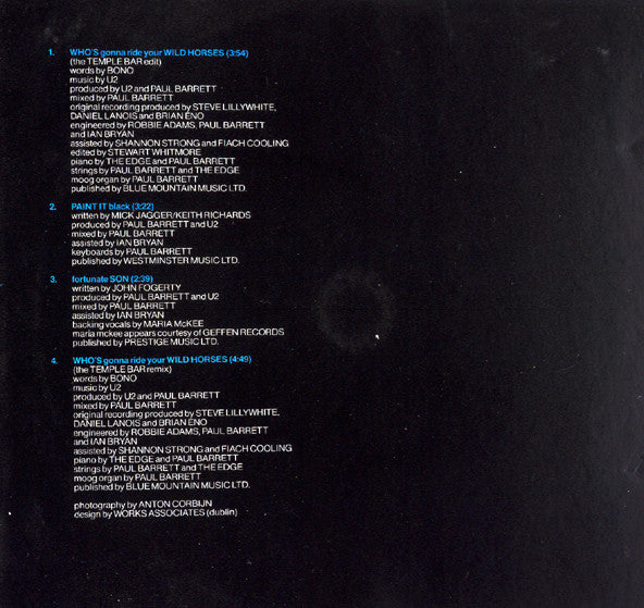 U2 : Who's Gonna Ride Your Wild Horses (CD, Single, Dig)