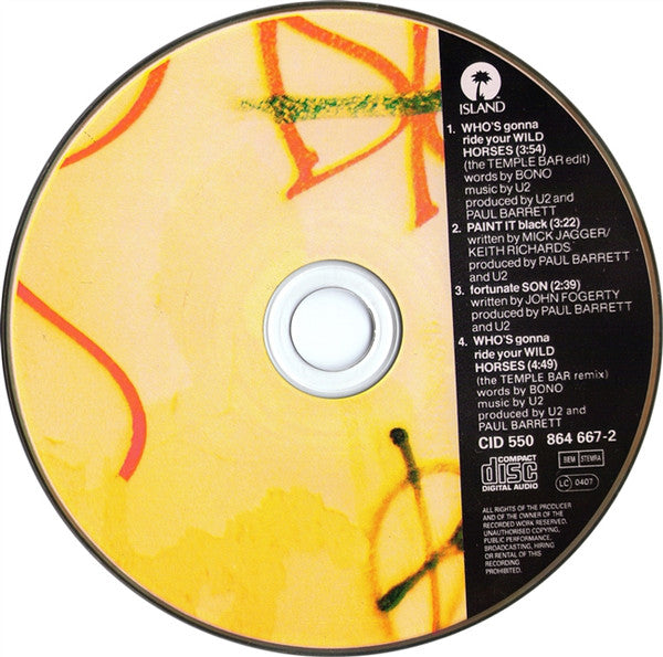 U2 : Who's Gonna Ride Your Wild Horses (CD, Single, Dig)