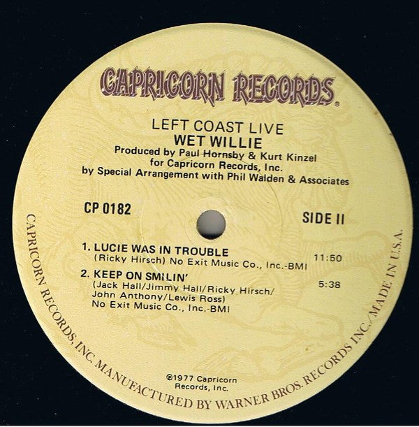 Wet Willie : Left Coast Live (LP, Album, Win)