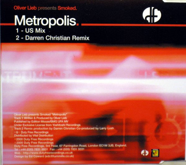 Oliver Lieb Presents Smoked : Metropolis (CD, Single)