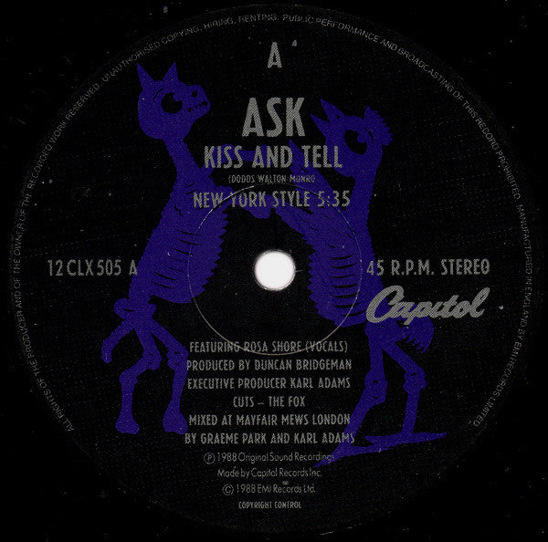 A.S.K. : Kiss And Tell (12", Single)