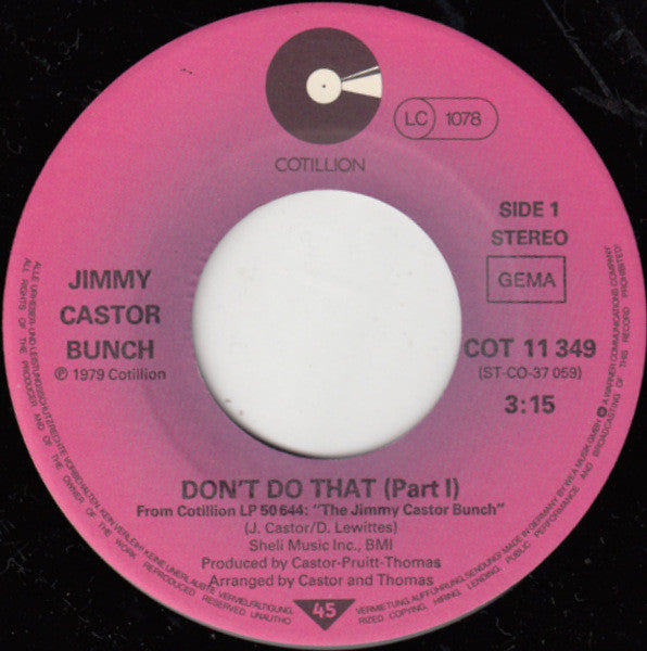 The Jimmy Castor Bunch : Don't Do That (Part I & II) (7", Single)