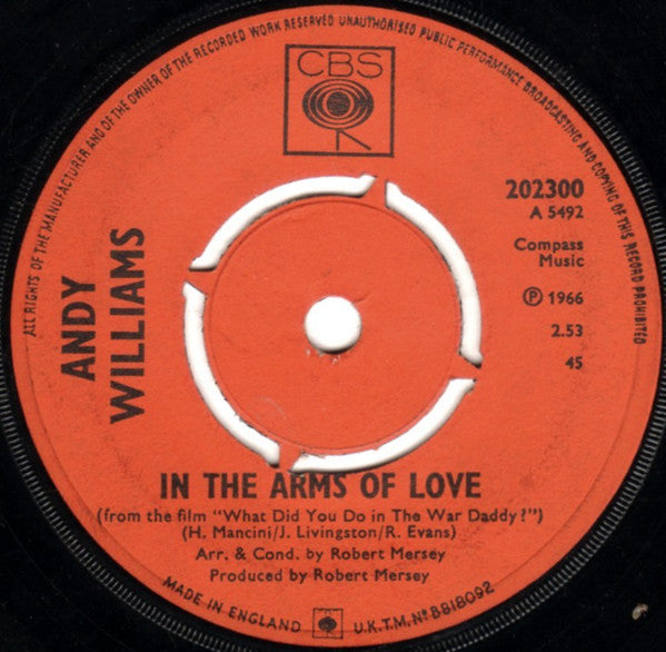 Andy Williams : In The Arms Of Love (7", Kno)
