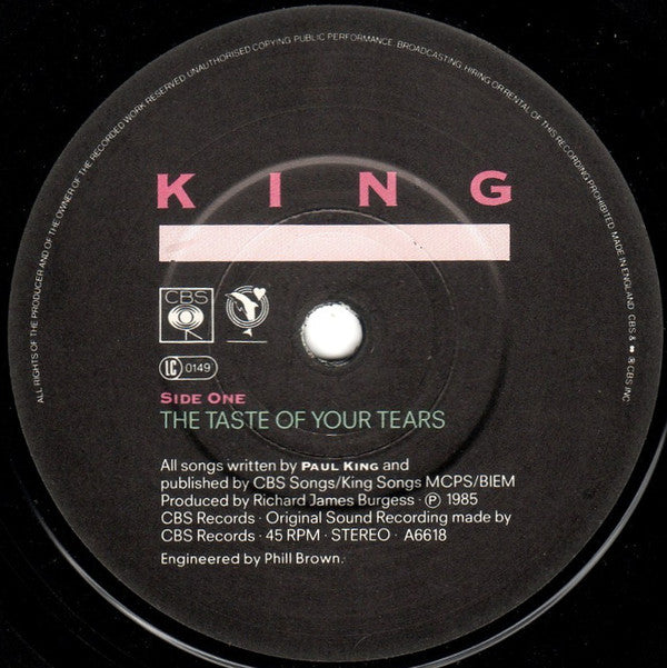 King : The Taste Of Your Tears (7", Single)