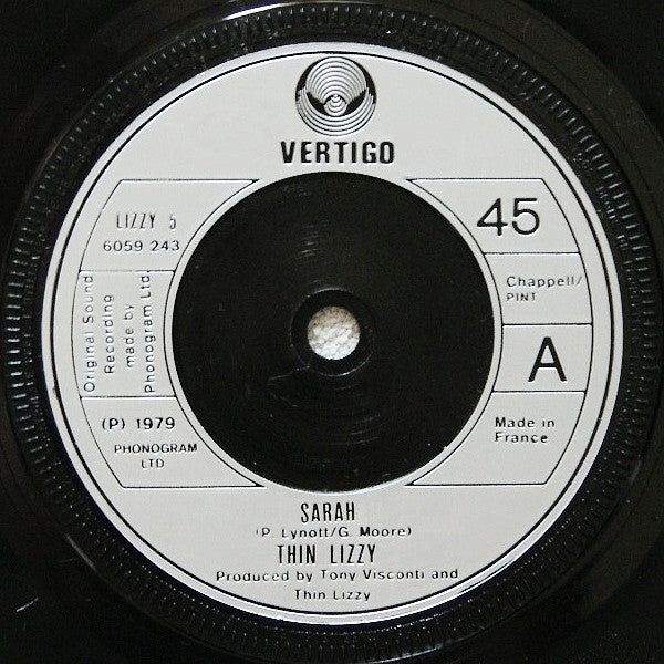 Thin Lizzy : Sarah (7", Single, Sco)