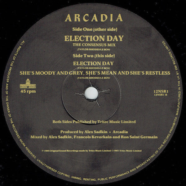 Arcadia (3) : Election Day (The Consensus Mix) (12", Single)