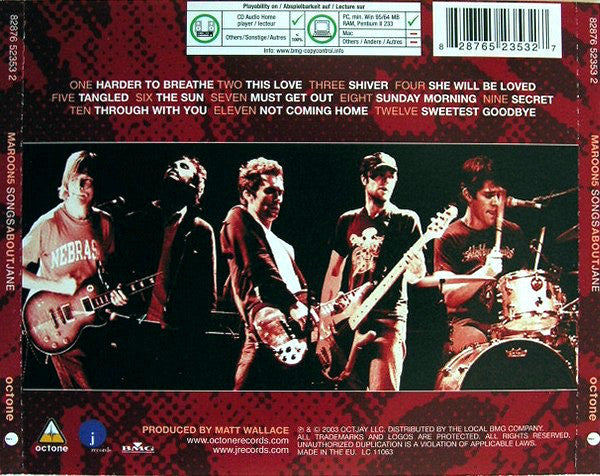 Maroon 5 : Songs About Jane (CD, Album, Copy Prot.)