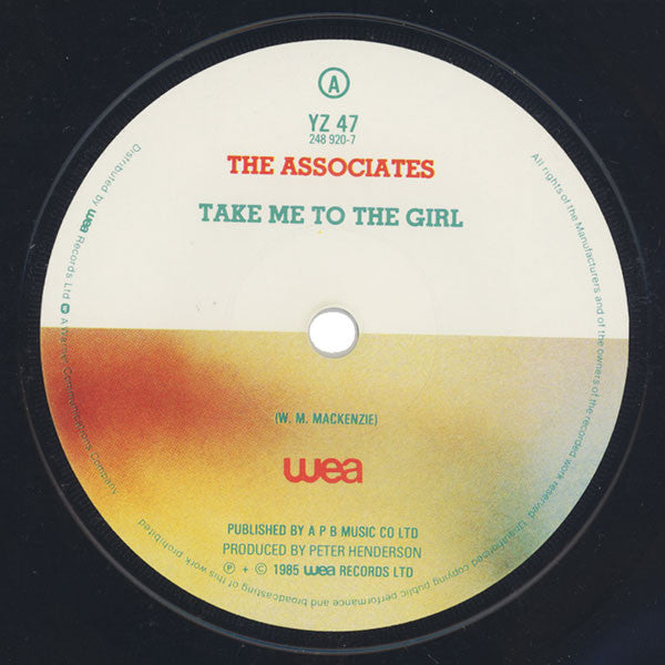 The Associates : Take Me To The Girl (7", Single)