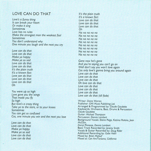 Elaine Paige : Love Can Do That (CD, Album)