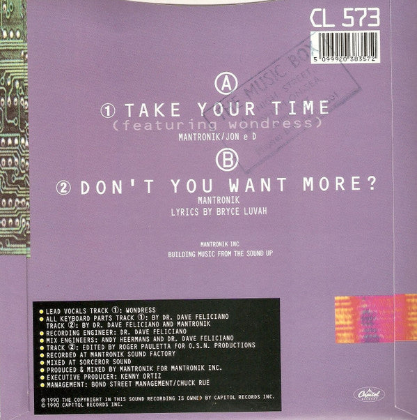 Mantronix Featuring Wondress Hutchinson : Take Your Time (7", Single)