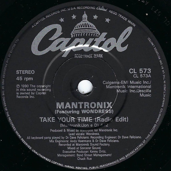 Mantronix Featuring Wondress Hutchinson : Take Your Time (7", Single)