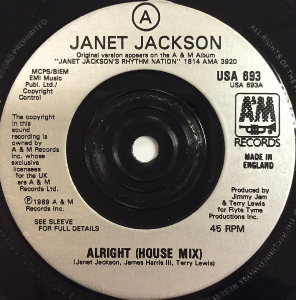Janet Jackson : Alright (7", Single, Sil)