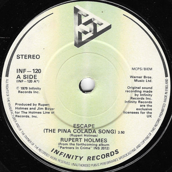 Rupert Holmes : Escape (The Pina Colada Song) (7", Single)