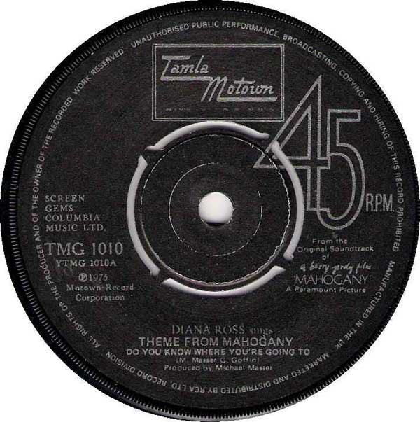 Diana Ross : Theme From Mahogany "Do You Know Where You're Going To" (7", Single, RP)