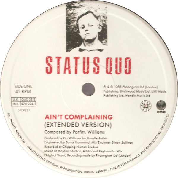 Status Quo : Ain't Complaining (12", Single)
