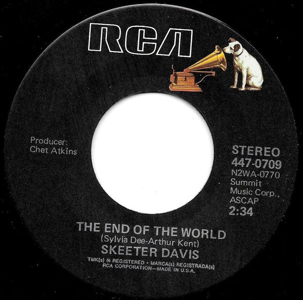 Skeeter Davis : I Can't Stay Mad At You / The End Of The World (7", RE)