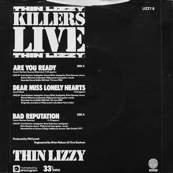 Thin Lizzy : Killers Live (7", EP)