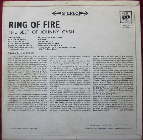 Johnny Cash : Ring Of Fire The Best Of Johnny Cash (LP, Comp)