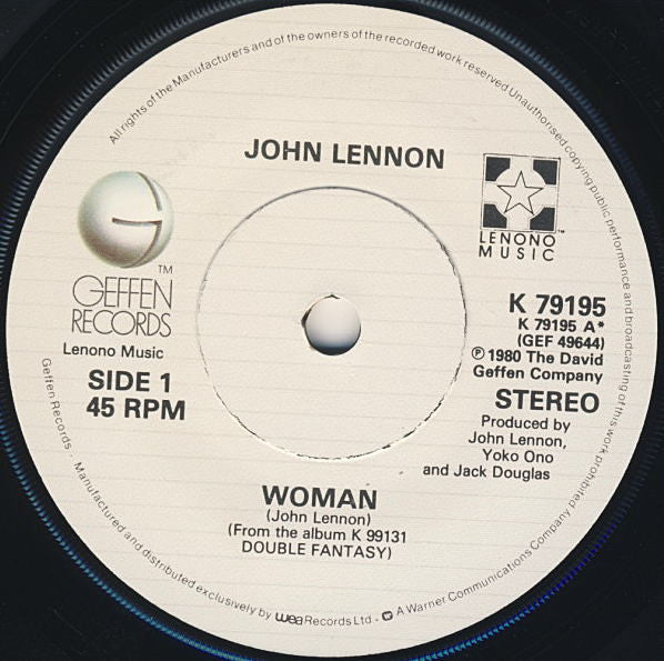 John Lennon : Woman (7", Single, Yel)