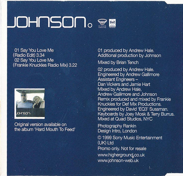 Johnson : Say You Love Me (CD, Single, Promo)