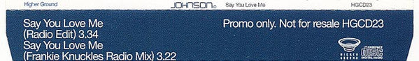 Johnson : Say You Love Me (CD, Single, Promo)