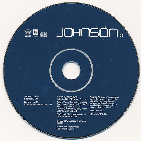 Johnson : Say You Love Me (CD, Single, Promo)