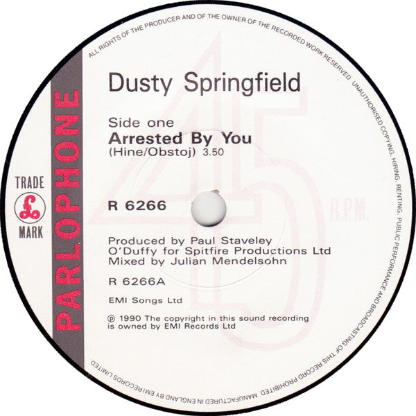 Dusty Springfield : Arrested By You (7", Single)