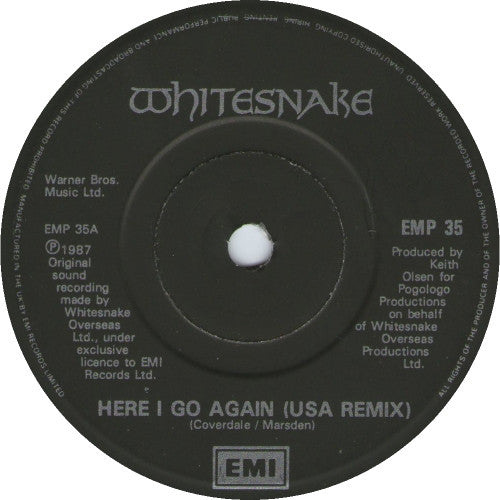 Whitesnake : Here I Go Again (USA Single Remix) (7", S/Sided, Single, Pos)