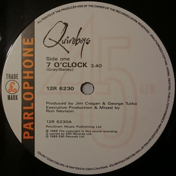 The Quireboys : Seven O'Clock (12", Ltd)