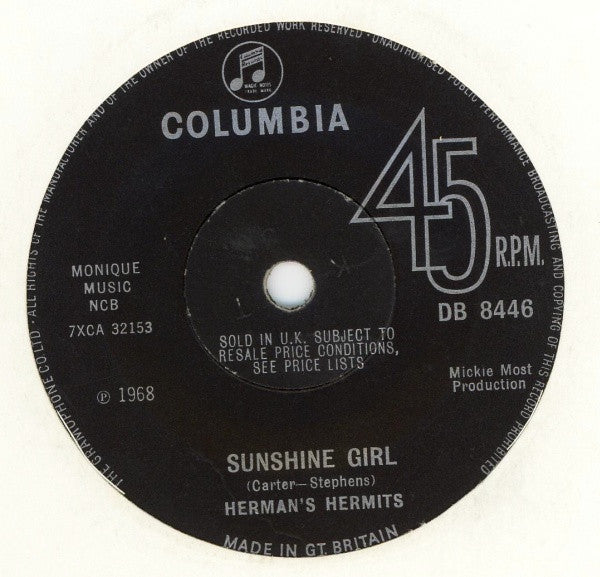 Herman's Hermits : Sunshine Girl (7", Single, Sol)