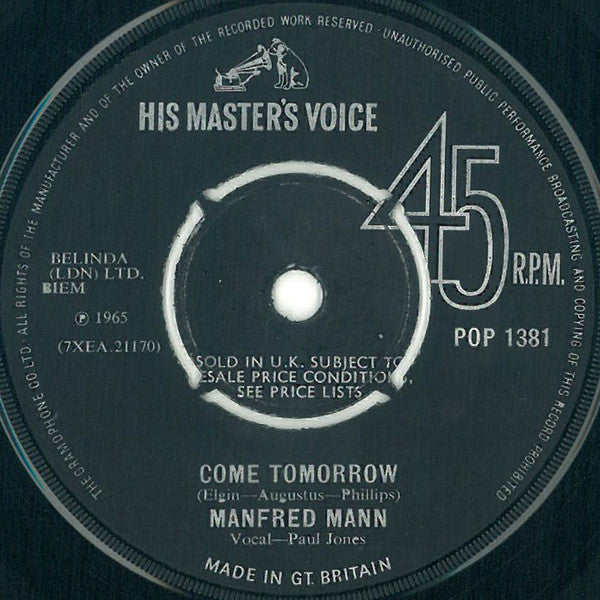 Manfred Mann : Come Tomorrow (7", Single)