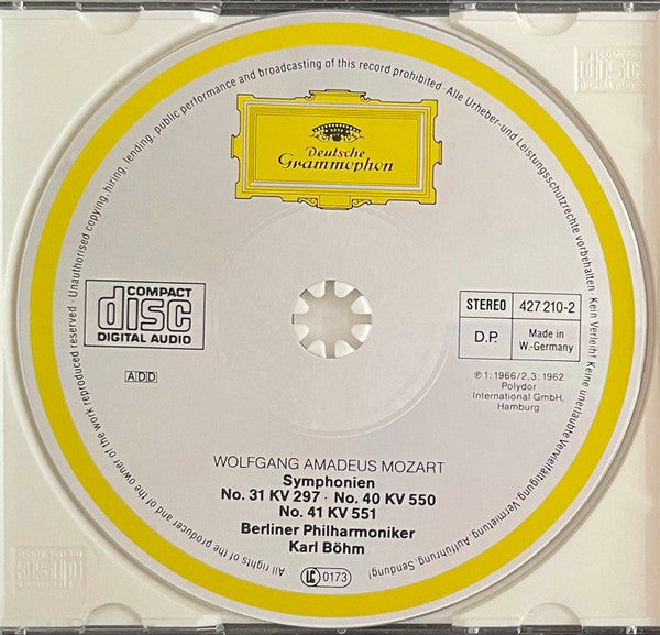 Wolfgang Amadeus Mozart / Berliner Philharmoniker, Karl Böhm : Symphonien Nr. 31 »Pariser« • Nr. 40 • Nr. 41  »Jupiter« (CD, Comp, RE)