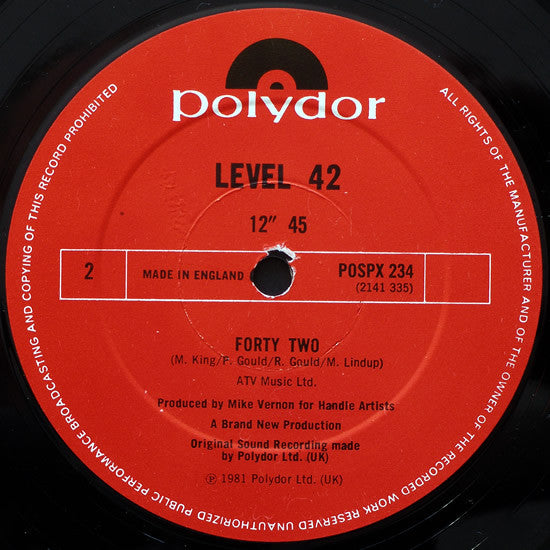 Level 42 : Love Games (12", Single)