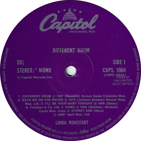 Linda Ronstadt : Different Drum (LP, Comp, RE)
