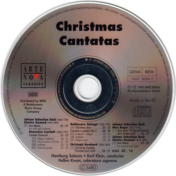 Hamburg Soloists ● Emil Klein , Conductor Hellen Kwon , Coloratura Soprano, Johann Sebastian Bach / Charles Gounod, Domenico Scarlatti, Baldassare Galuppi, Christoph Bernhard (2) : Christmas Cantatas (CD)