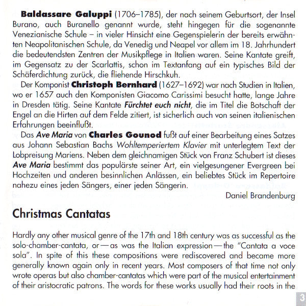 Hamburg Soloists ● Emil Klein , Conductor Hellen Kwon , Coloratura Soprano, Johann Sebastian Bach / Charles Gounod, Domenico Scarlatti, Baldassare Galuppi, Christoph Bernhard (2) : Christmas Cantatas (CD)