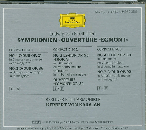 Ludwig van Beethoven, Herbert Von Karajan, Berliner Philharmoniker : 9 Symphonien, Ouvertüren (6xCD + Box, Comp)