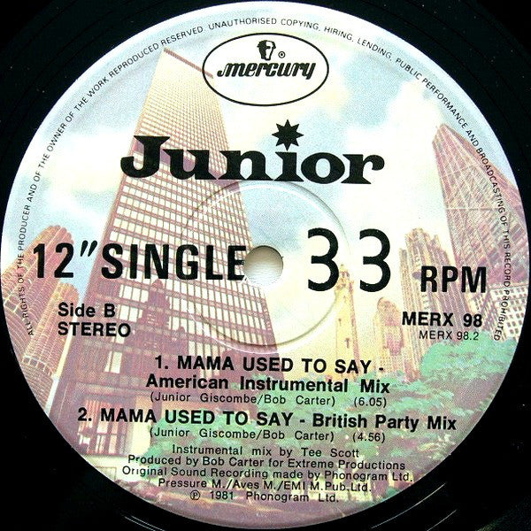 Junior (2) : Mama Used To Say (12", Single)